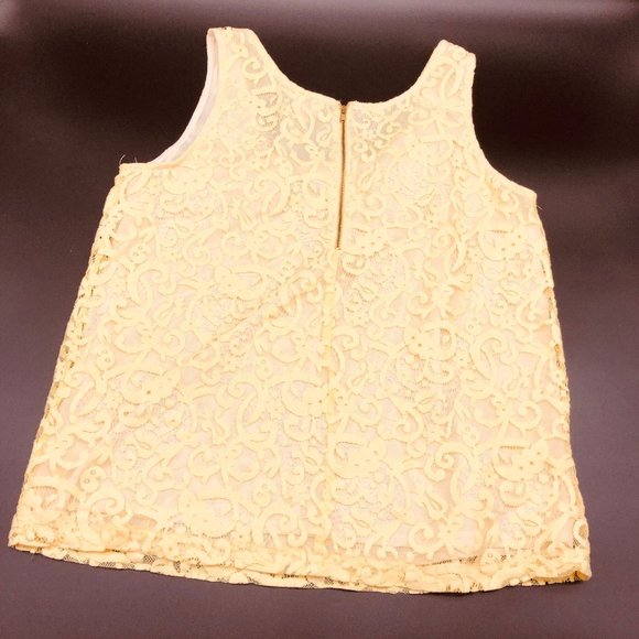 H&M Conscious Yellow Lace Tank Top M | Floral Sheer Overlay - Picture 5 of 11